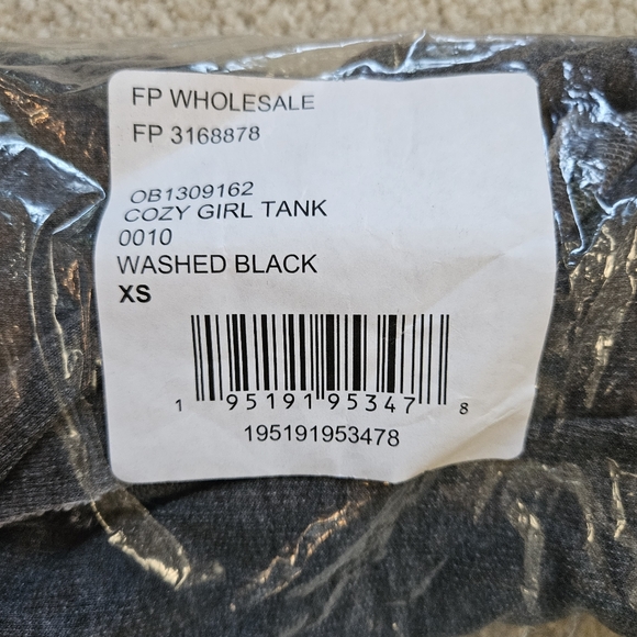 Free People Cozy Girl Tank Top Soft Oversized Deep V Neck Washed Black XS NWT - Picture 3 of 15